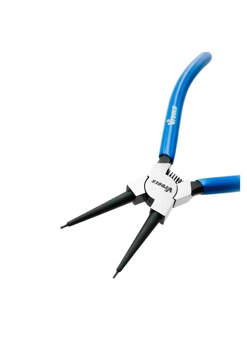 VTOOLS 7 Inch Carbon Steel Internal Circlip Plier With Straight Tips, Heavy Duty Retaining Ring Pliers, Black Blue PVC Dipped Handle - Image 3