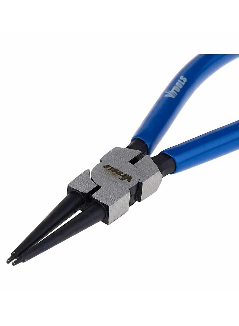 VTOOLS 7 Inch Carbon Steel Internal Circlip Plier With Straight Tips, Heavy Duty Retaining Ring Pliers, Black Blue PVC Dipped Handle - Image 4