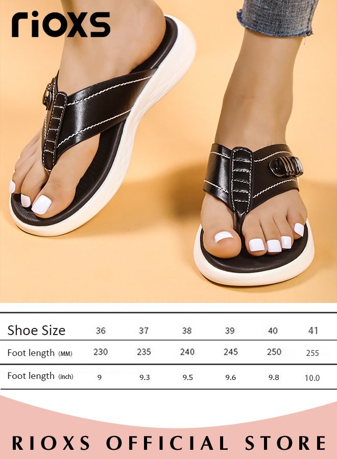 RIOXS Women's Flip Flops,Fashion Breeze Casual Slippers,Slip On Lightweight Athletic Platform Sandals Slippers,Comfortable Flops With Arch Support,Ladies Beach Slippers For Indoor Outdoor Use - Image 3