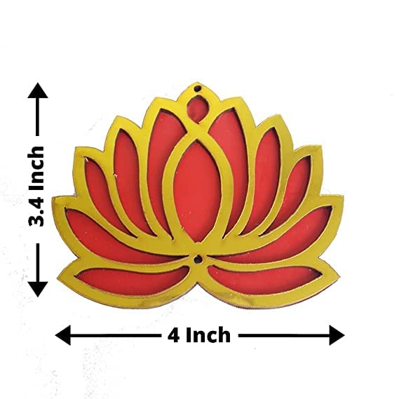 Sanvatsar Home White Golden Lotus 4 Inch Set of 24 Wooden Cutout DIY Rangoli Kit | Decorations for Diwali, Dusshera Wedding Rangoli, Pooja, Decorations, Festival Gift (Red24) - Image 2