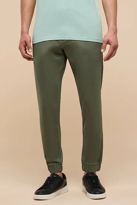 R&B Solid Jogger Pants with Drawstring Waist