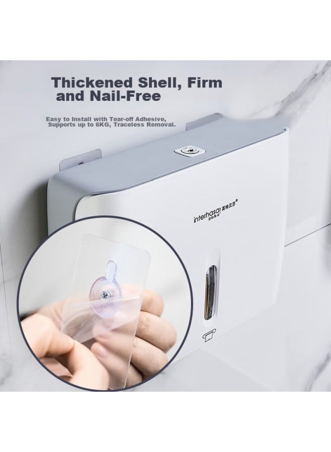 interhasa! Interhasa Wall-mounted Hand Towel Dispenser, No Drilling Required, Bathroom Tissue Holder, Toilet Paper Box, Waterproof Wall-mounted Paper Dispenser For Home Use - Image 5