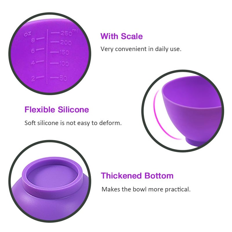Goalfly 6 Pcs Silicone Mixing Bowls, 0.27 QT Silicone Bowl, Chocolate Melting Bowl, Mixing Bowls are Suitable for Serving, Prepping, White, Pink, Purple (4.1 x 4.1 x 2.7 Inch) - Image 3