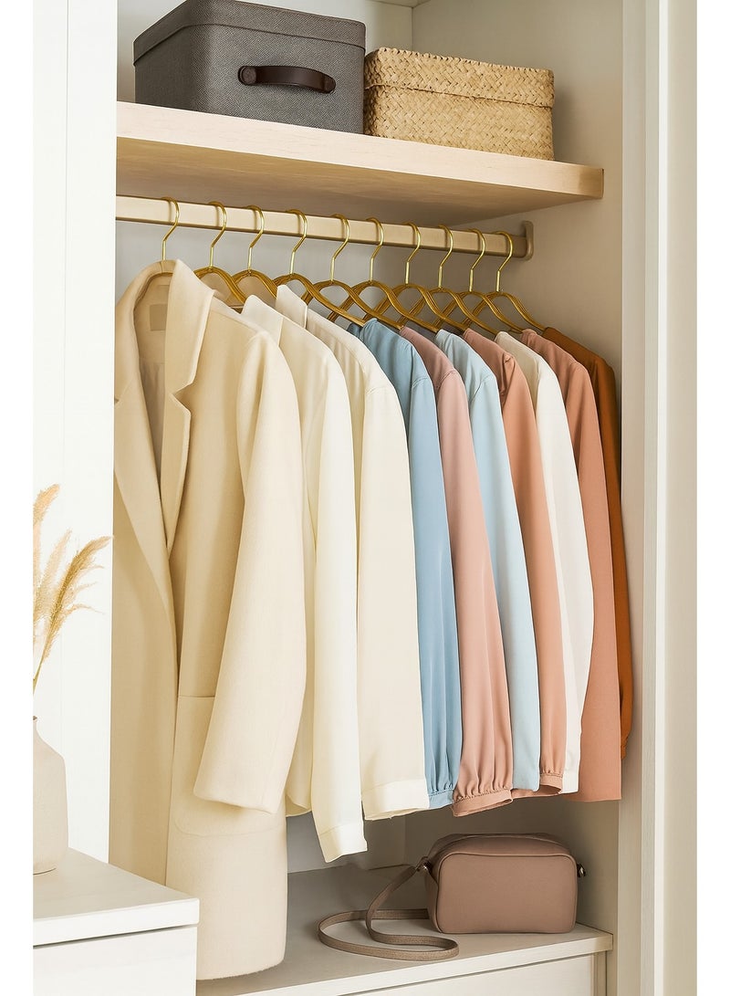 Harmony Homes Iron Steel Clothes Hangers| Metal Hangers for Coats, Suits, Dresses, Abayas & Shirts, Durable Non-Slip Design for Wardrobe Organization| Gold| pack of 10 - Image 1