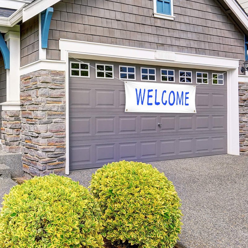 كلاراكو لافتات كبيرة وعلامات فارغة من قماش أكسفورد بوليستر سهل التعليق مع حبل تعليق للاستخدام الداخلي والخارجي (أبيض، 2 × 6 أقدام) - Image 5