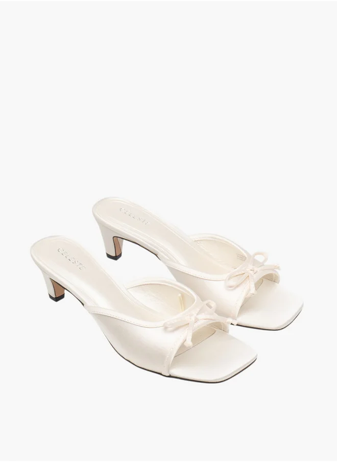 Celeste Women's Bow Accent Slip-On Sandals with Kitten Heels