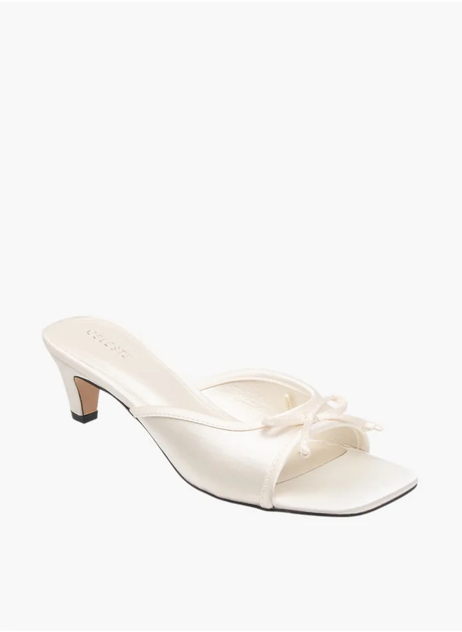 Celeste Women's Bow Accent Slip-On Sandals with Kitten Heels