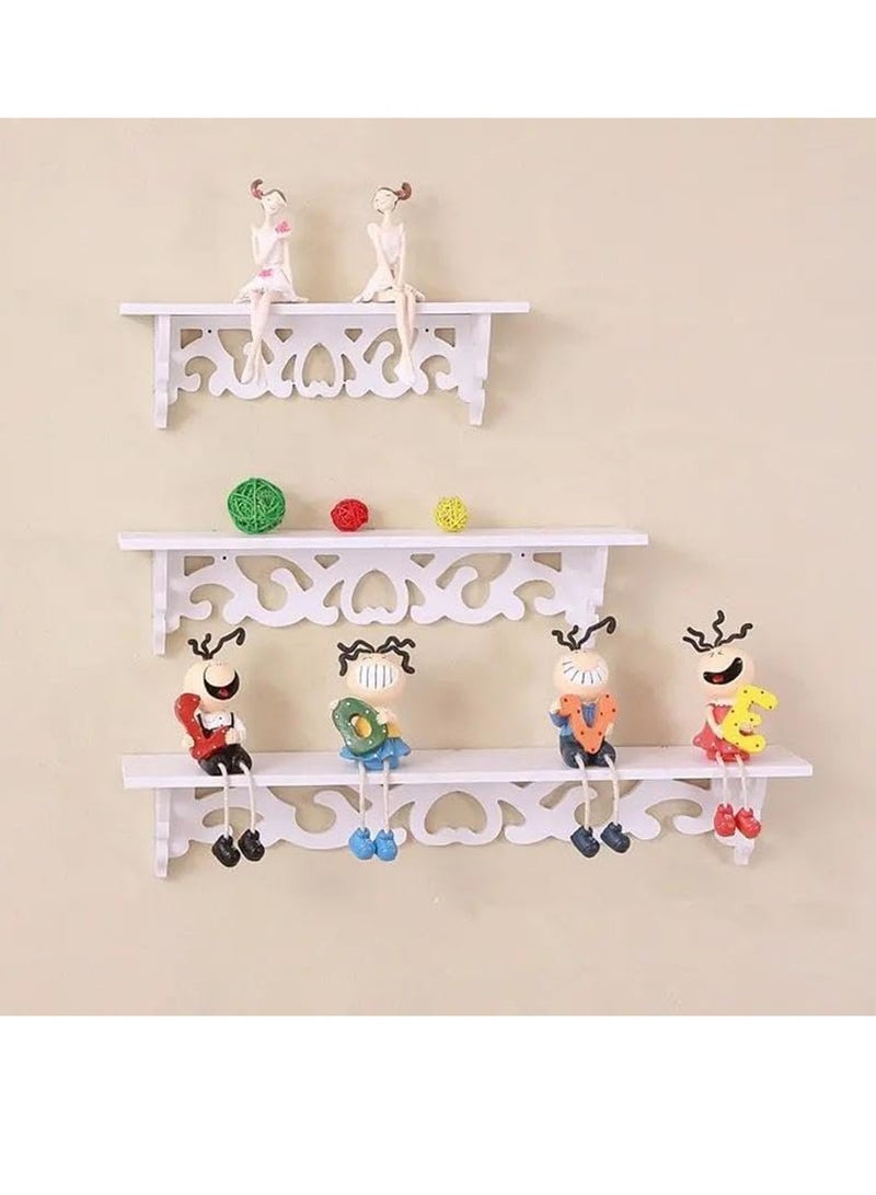 Set of 3 Floating Wall Shelves - Vintage Decorative MDF Wood Display & Storage Shelf for Books, Décor, & More - Stylish Space-Saving Wall-Mounted Bookshelf  - Image 5