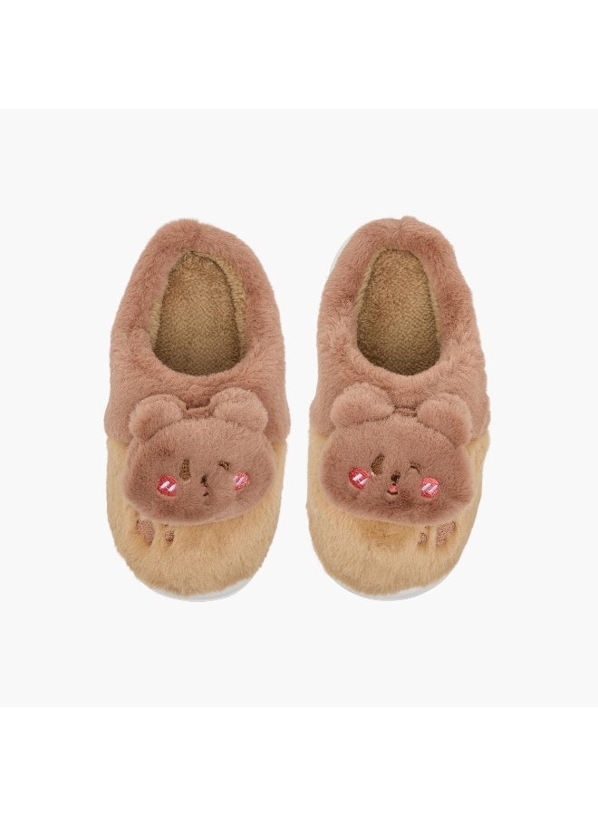 LIFESTYLE Girls Teddy Bear Plush Bedroom Mules - Image 1
