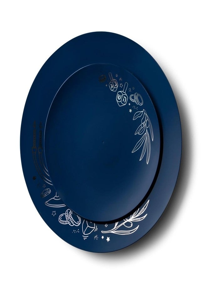 Decor Decorline مجموعة ديكورلاين لعيد حانوكا، أطباق عشاء بلاستيكية باللونين الأزرق الملكي والفضي - 10.5 بوصة (عبوة من 10 أطباق)، أدوات مائدة بتصميم أنيق، مثالية للمناسبات الخاصة والتجمعات الراقية. - Image 4
