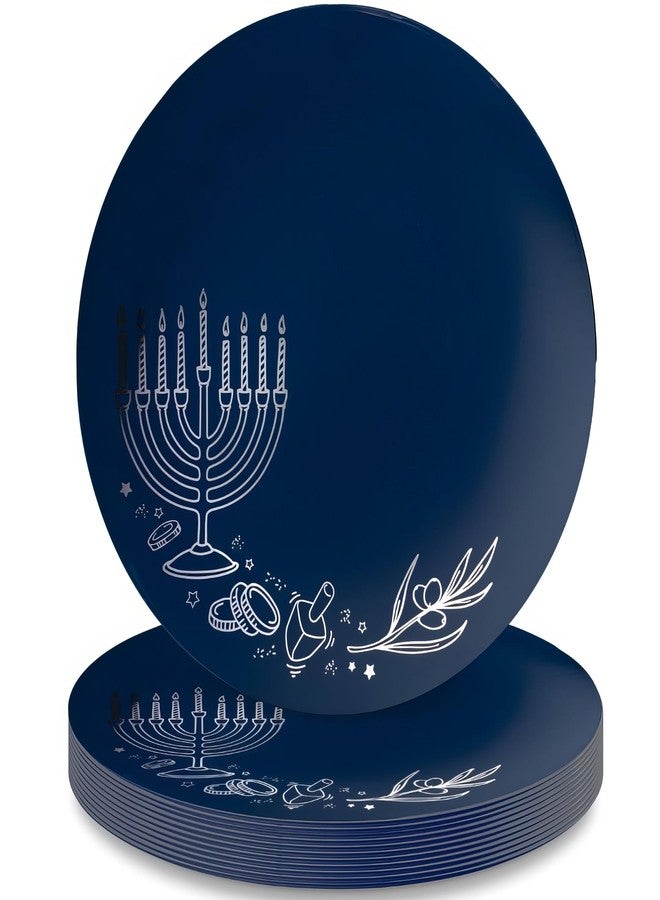 Decor Decorline مجموعة ديكورلاين لعيد حانوكا، أطباق عشاء بلاستيكية باللونين الأزرق الملكي والفضي - 10.5 بوصة (عبوة من 10 أطباق)، أدوات مائدة بتصميم أنيق، مثالية للمناسبات الخاصة والتجمعات الراقية. - Image 1