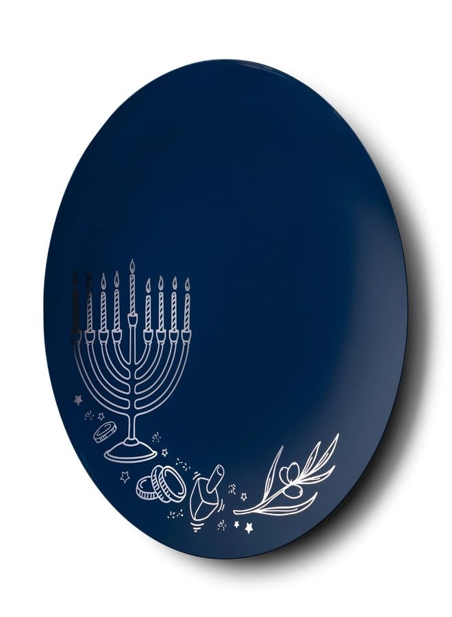 Decor Decorline مجموعة ديكورلاين لعيد حانوكا، أطباق عشاء بلاستيكية باللونين الأزرق الملكي والفضي - 10.5 بوصة (عبوة من 10 أطباق)، أدوات مائدة بتصميم أنيق، مثالية للمناسبات الخاصة والتجمعات الراقية. - Image 2