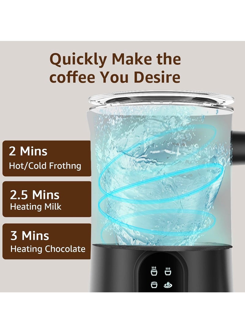 HomarKet - Milk Frother, 4 in 1 Electric Milk Steamer, Automatic Hot and Cold Foam Maker , 12 oz/350ml Detachable Milk Steamer with Washing Brush for Coffee, Latte, Hot Chocolates, Cappuccino - Image 1
