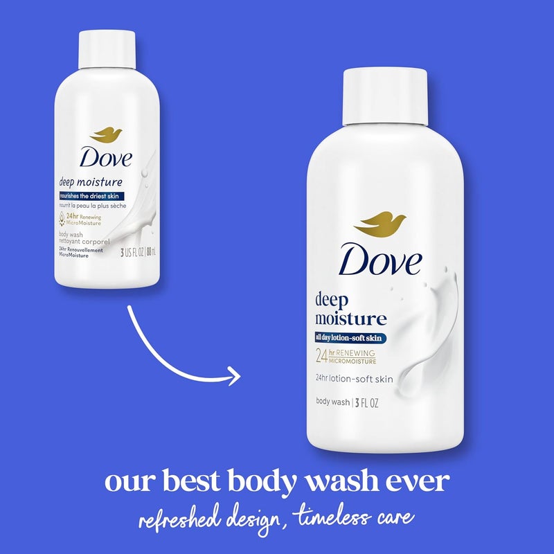Dove Body Wash Deep Moisture for 24hr LotionSoft Skin Moisturizing Skin Cleanser with No Sulfates No Parabens 3 oz - Image 3