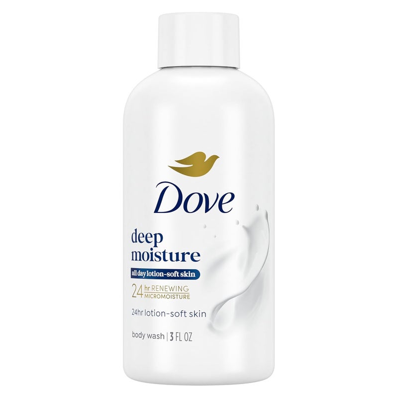 Dove Body Wash Deep Moisture for 24hr LotionSoft Skin Moisturizing Skin Cleanser with No Sulfates No Parabens 3 oz - Image 1