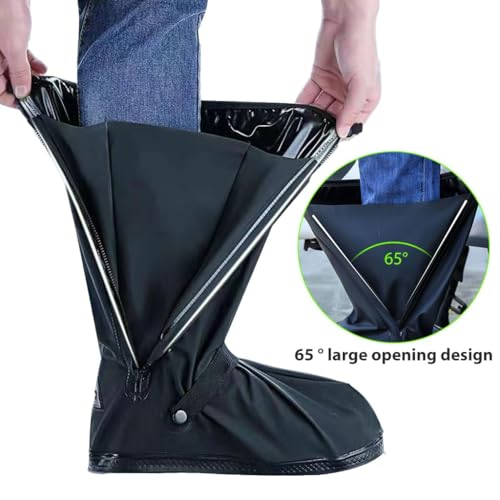 PALAY® Waterproof Shoe Cover Zip-up Calf-length Shoe Covers with Elastic Ankle Strap Wear-resistant PVC Shoe Cover Anti-skid Long Sleeve Shoe Covers for Boots, High Shoes, Size UK 4, One Pair - Image 4