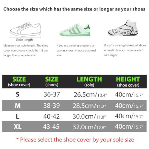 PALAY® Waterproof Shoe Cover Zip-up Calf-length Shoe Covers with Elastic Ankle Strap Wear-resistant PVC Shoe Cover Anti-skid Long Sleeve Shoe Covers for Boots, High Shoes, Size UK 4, One Pair - Image 2