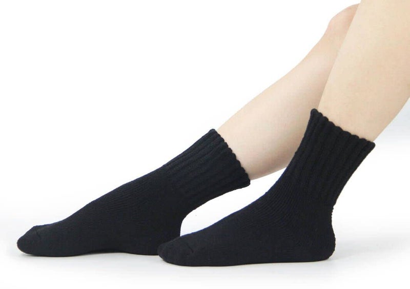 BenSorts Women Winter Solid Boots Socks Thick Warm Wool Socks 3 Pairs Pack Cozy Crew Black - Image 2