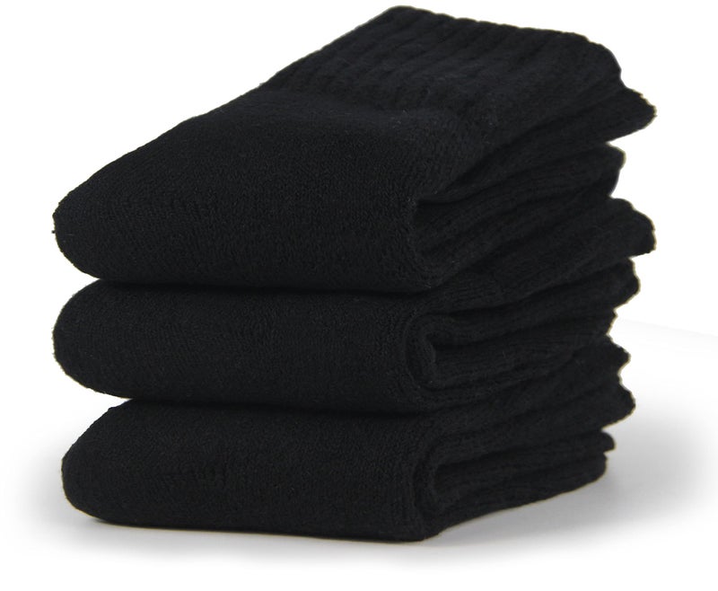 BenSorts Women Winter Solid Boots Socks Thick Warm Wool Socks 3 Pairs Pack Cozy Crew Black - Image 3