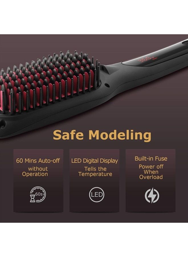 COOLKESI Ionic Hair Straightener Brush by COOLKESI, 30s Fast MCH Ceramic Heating Hair Straightening Brush with Anti Scald Feature, Auto-Off & Dual Voltage, Portable Frizz-Free Silky Electric Straightening Comb - Image 5