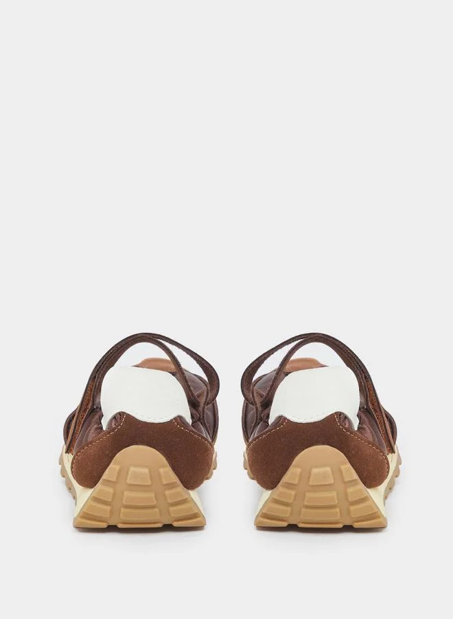 Styli Styli Women Brown Hook and Loop Sneakers