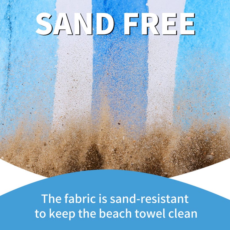 Gomust 2 Pack Lightweight Thin Beach Towel Oversized 71"x32" Big Extra Large Microfiber Sand Free Towels for Adult Quick Dry Travel Camping Beach Accessories Vacation Essential Gift Blue Shell Stripe - Image 5