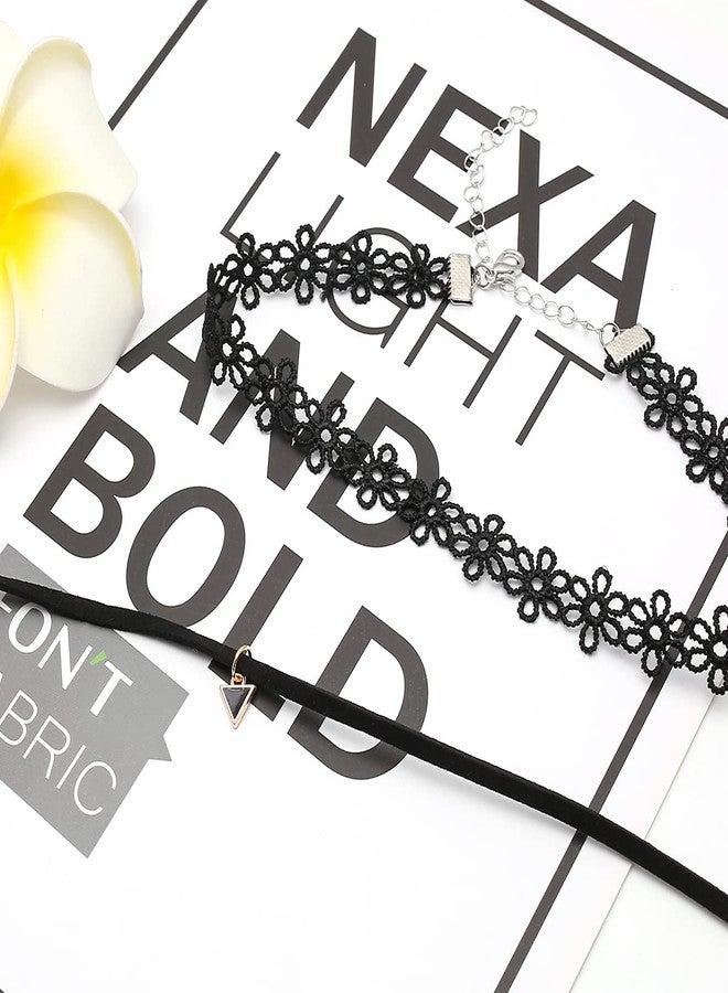 اكستور قلادة شوكر مخملية كلاسيكية من أكستور، قلادة نسائية سوداء متعددة الطبقات لطيفة (6 قطع سوداء) - Image 3