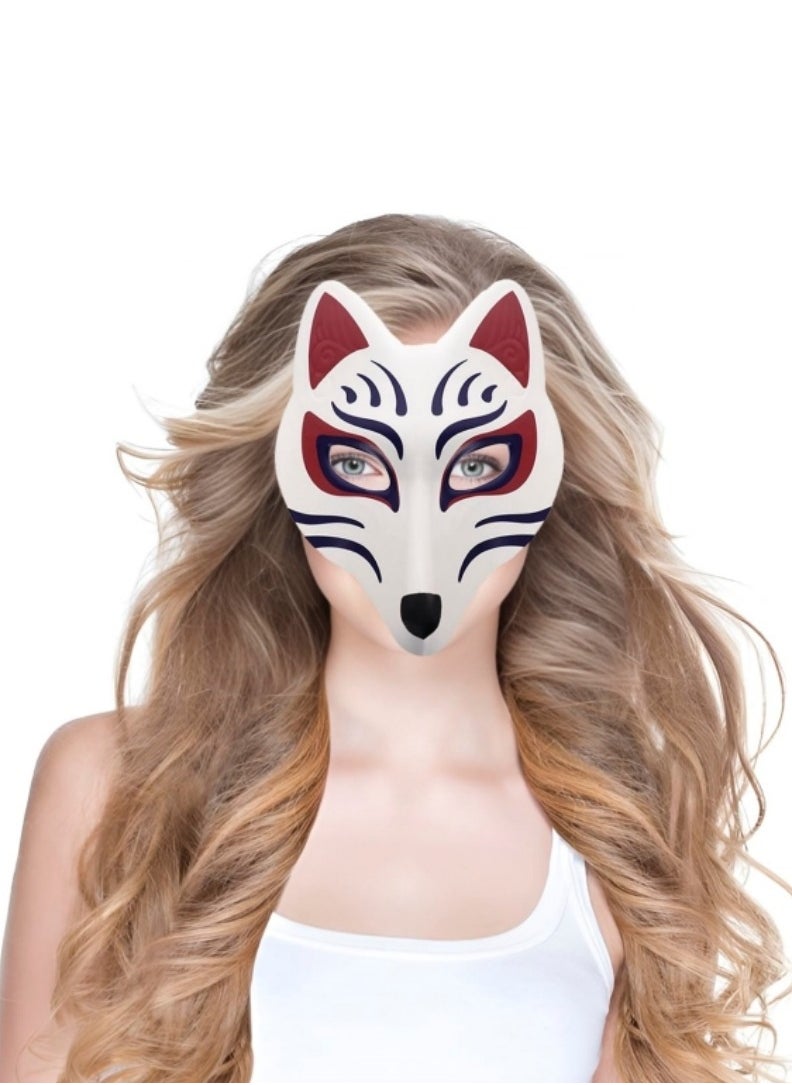 CCOVERY Fox Mask Japanese Kabuki Kitsune Masks for Men Women Cosplay Party Masquerade Costume Prop Full Face Stage Performance Mask  - Image 2