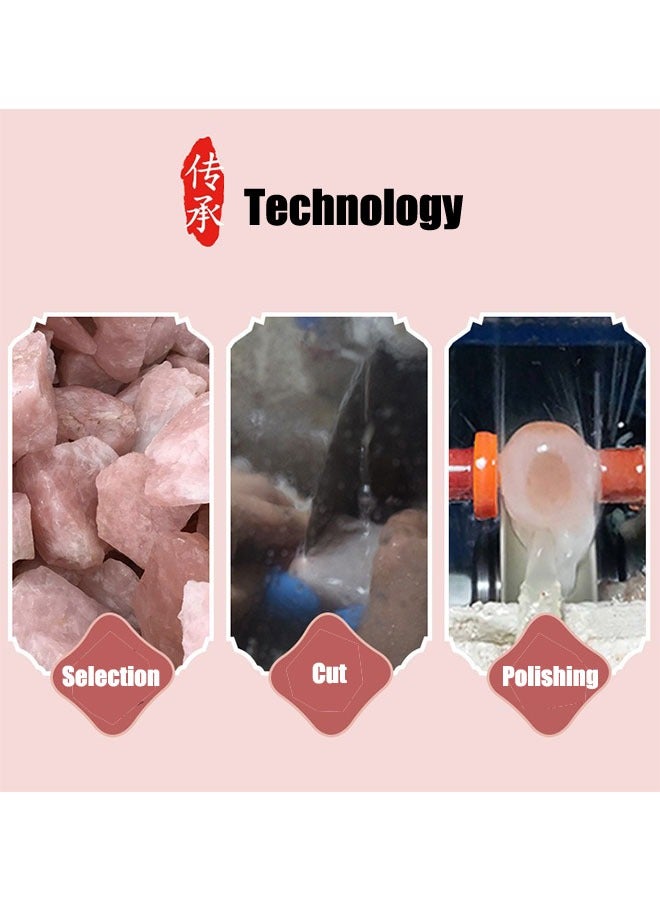 Loquat 2PCS Rose Quartz Jade Roller and Gua Sha Set – Face Massager and Eye Roller Tool for Wrinkle Reduction, Skin Firming, and Relaxation (Pink/Gold) - Image 4