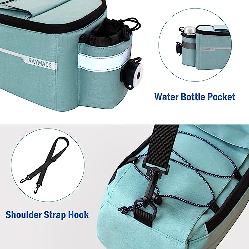 RAYMACE Bike Trunk Cooler Bag With Tail Light,Bicycle Rear Rack Bag Insulated Storage 8L,Pannier Bag (Viridian Green) - Image 4