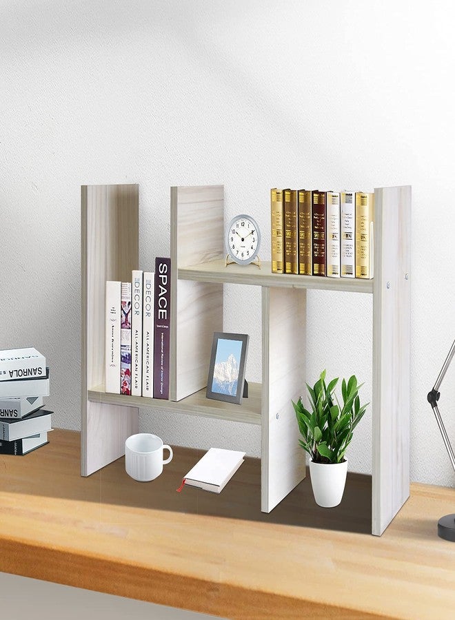 J.M.Deco Desktop Organizers and Storage for Office, Adjustable Desk Organizer Shelf Double H Display, True Natural Stand Shelf, Desktop Organizer White Wood Tone - Image 4