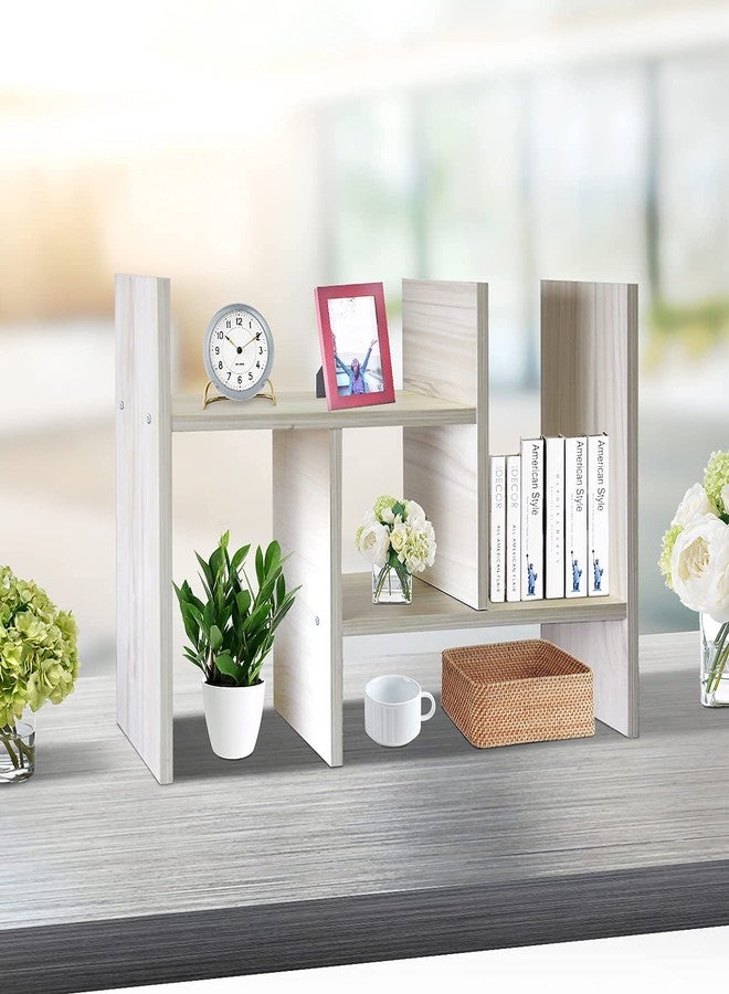 J.M.Deco Desktop Organizers and Storage for Office, Adjustable Desk Organizer Shelf Double H Display, True Natural Stand Shelf, Desktop Organizer White Wood Tone - Image 3