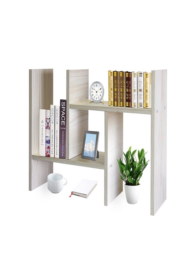 J.M.Deco Desktop Organizers and Storage for Office, Adjustable Desk Organizer Shelf Double H Display, True Natural Stand Shelf, Desktop Organizer White Wood Tone - Image 1