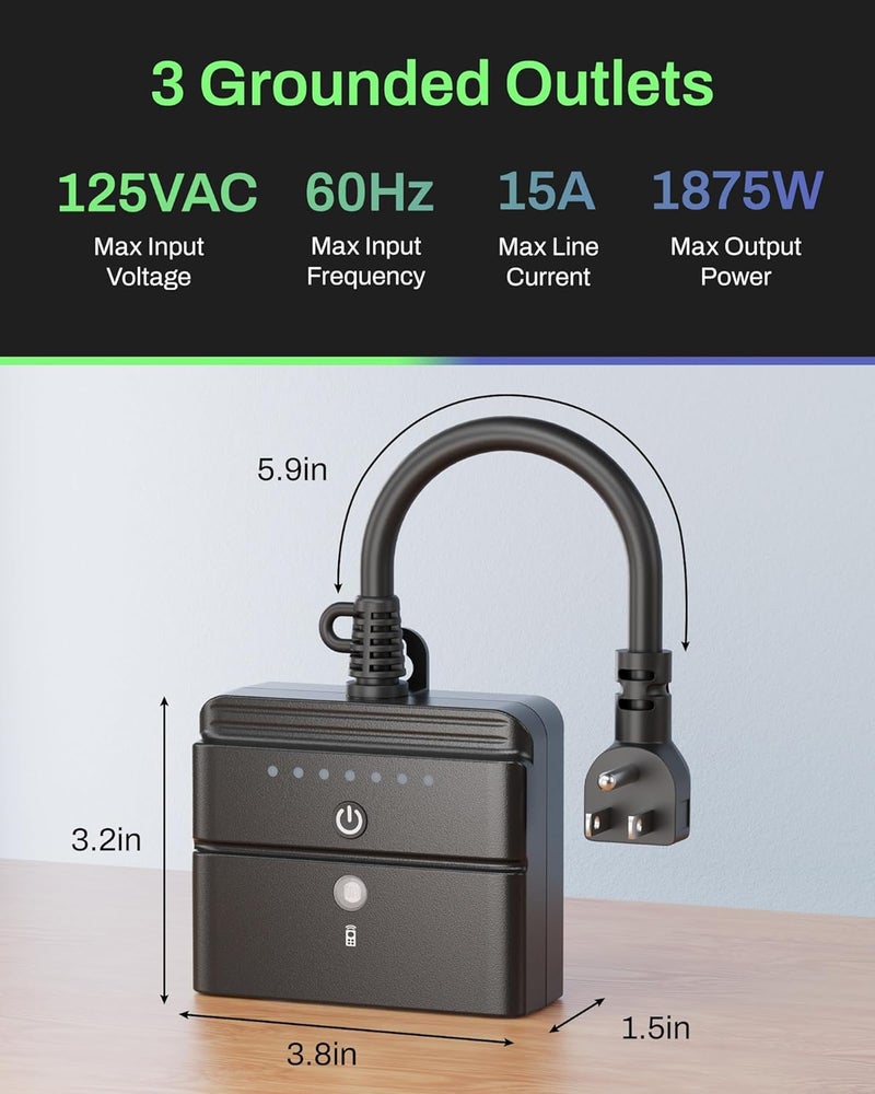 BN-LINK Outdoor Light Timer, Waterproof Plug-in Dusk-to-Dawn Controller with 3 Grounded Outlets for Christmas & Halloween String Lights, 15A 1/2HP, ETL Listed - Image 4