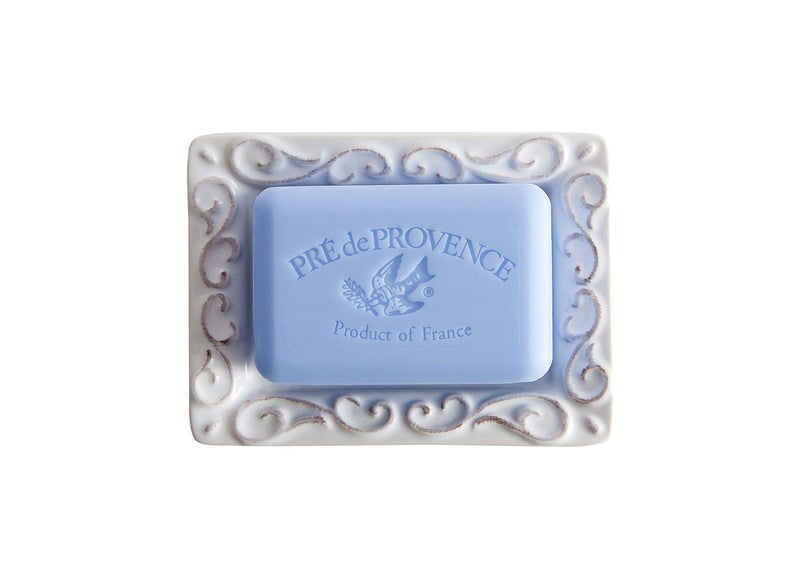 Pre De Provence صحن صابون بري دو بروفانس بتشطيب من التراكوتا البيضاء، 8.8 أونصة (عبوة من 1) - Image 3