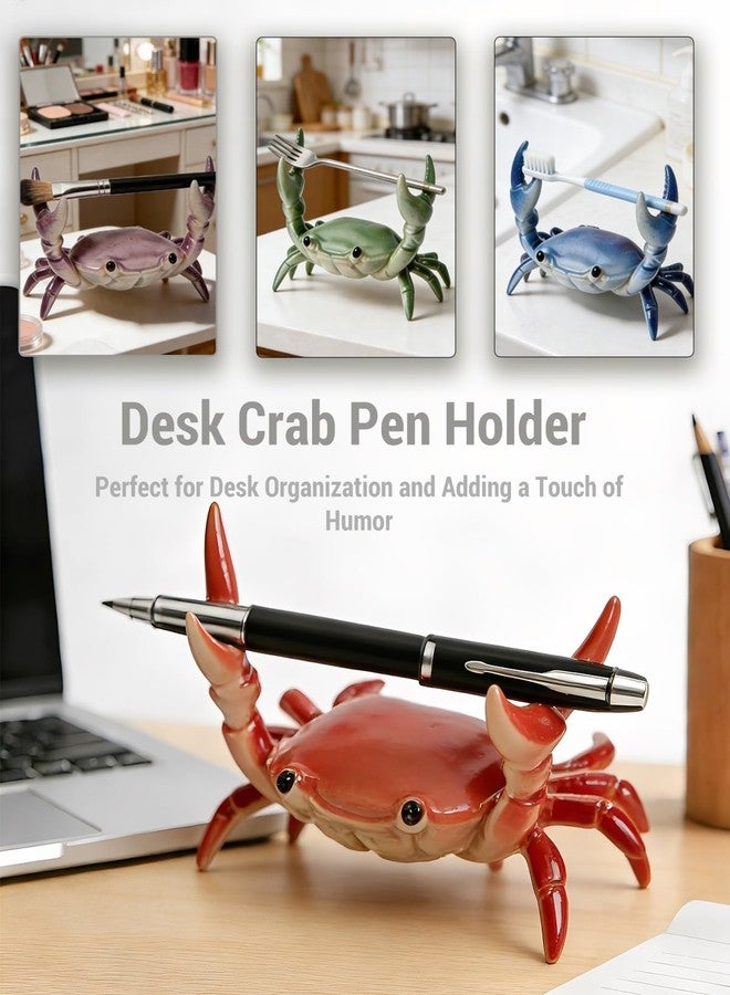 BSDDP Desk Crab Pen Holder, Funny Weightlifting Crabs Shaped Spoon Holders, Mini Tiny Animal Pencil Rest, Realistic Creative Penholders Storage Accessories, Cute Rack Ornaments, Bracket Gift(4PCS) - Image 2