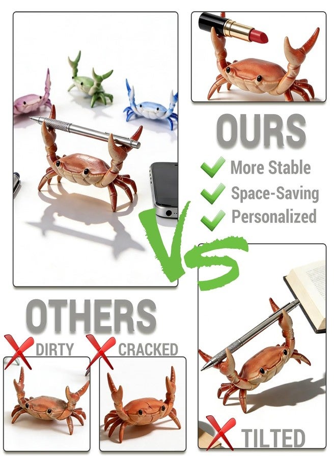 BSDDP Desk Crab Pen Holder, Funny Weightlifting Crabs Shaped Spoon Holders, Mini Tiny Animal Pencil Rest, Realistic Creative Penholders Storage Accessories, Cute Rack Ornaments, Bracket Gift(4PCS) - Image 5