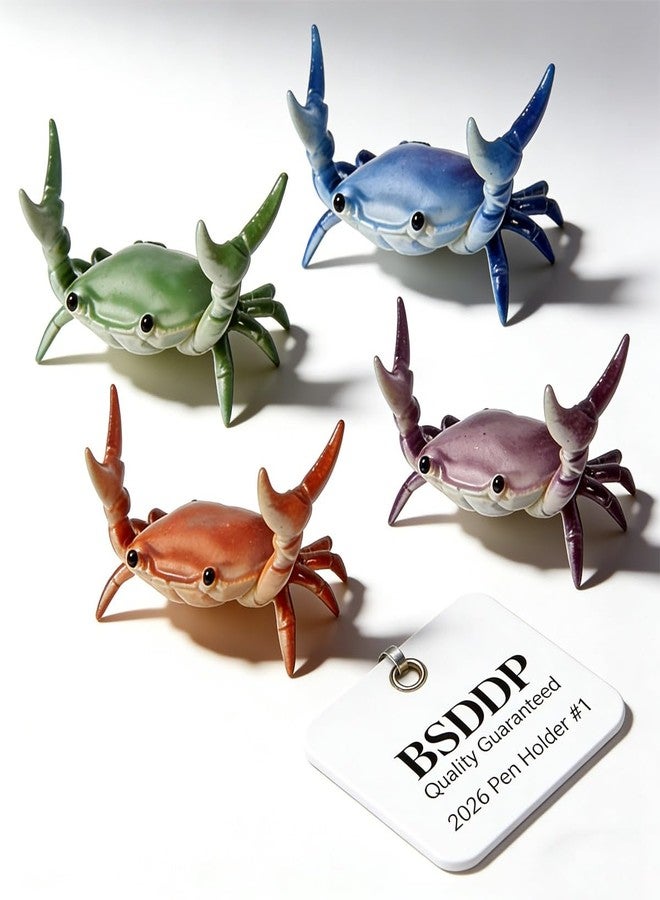 BSDDP Desk Crab Pen Holder, Funny Weightlifting Crabs Shaped Spoon Holders, Mini Tiny Animal Pencil Rest, Realistic Creative Penholders Storage Accessories, Cute Rack Ornaments, Bracket Gift(4PCS) - Image 1