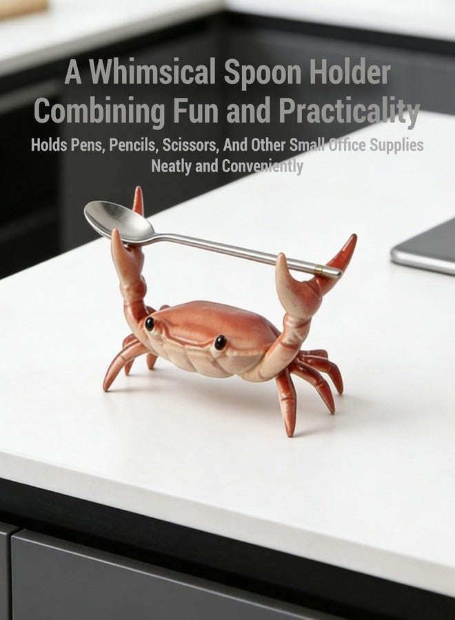 BSDDP Desk Crab Pen Holder, Funny Weightlifting Crabs Shaped Spoon Holders, Mini Tiny Animal Pencil Rest, Realistic Creative Penholders Storage Accessories, Cute Rack Ornaments, Bracket Gift(4PCS) - Image 3
