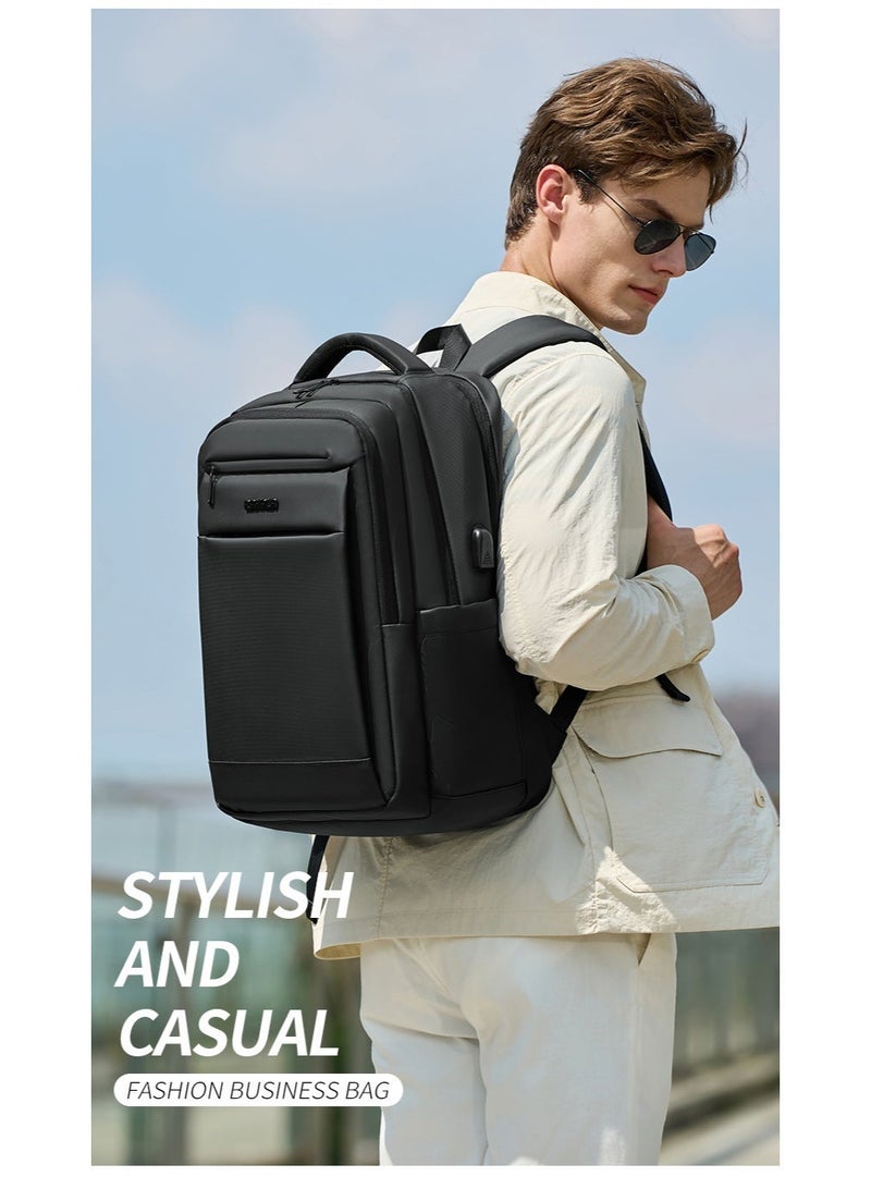 RAHALA RAL813 RAHALA Business Laptop Backpack - Water Resistant with USB Charging Port - Fashionable Design Black (Suitable for Men and Women) - Image 3