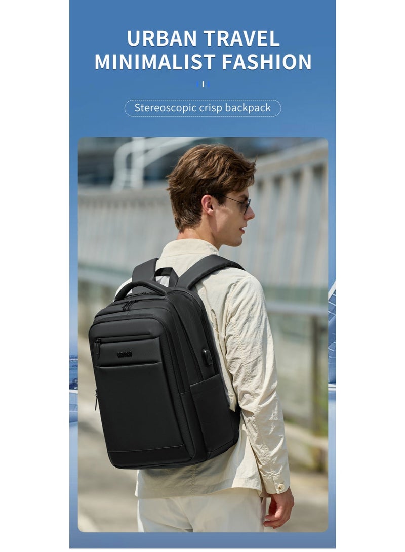 RAHALA RAL813 RAHALA Business Laptop Backpack - Water Resistant with USB Charging Port - Fashionable Design Black (Suitable for Men and Women) - Image 2