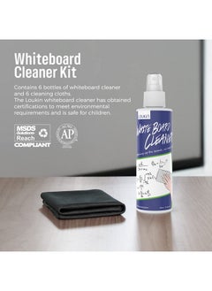 Loukin Non-Toxic Whiteboard Cleaner, 8.5 Fl Oz Dry Erase Board Cleaner, Low-Odor Whiteboard Cleaning Spray With Cloths, Removes Stubborn Marks From Whiteboards, Chalkboard (6-Pack)  - Image 2