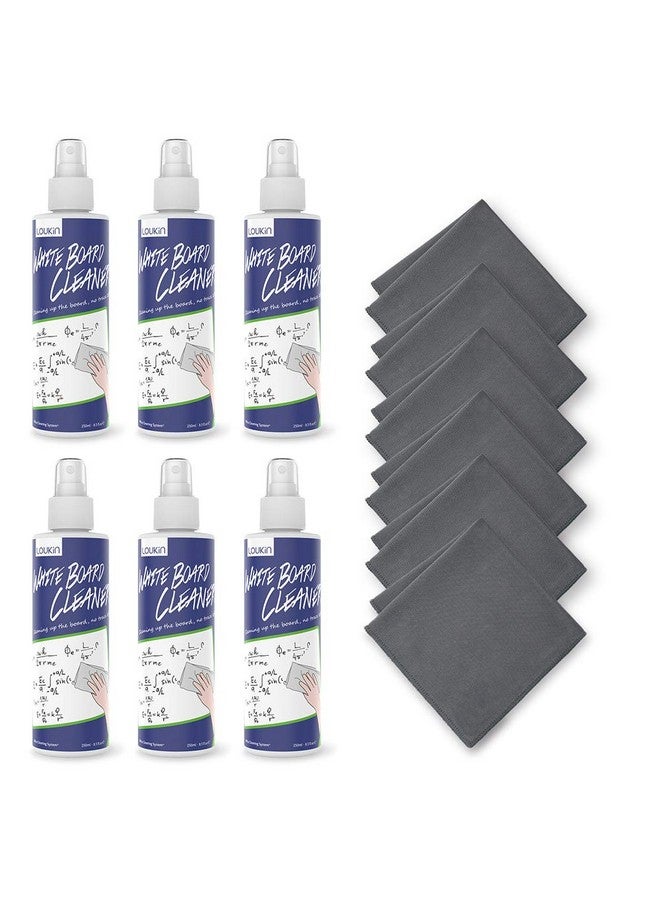 Loukin Non-Toxic Whiteboard Cleaner, 8.5 Fl Oz Dry Erase Board Cleaner, Low-Odor Whiteboard Cleaning Spray With Cloths, Removes Stubborn Marks From Whiteboards, Chalkboard (6-Pack)  - Image 1