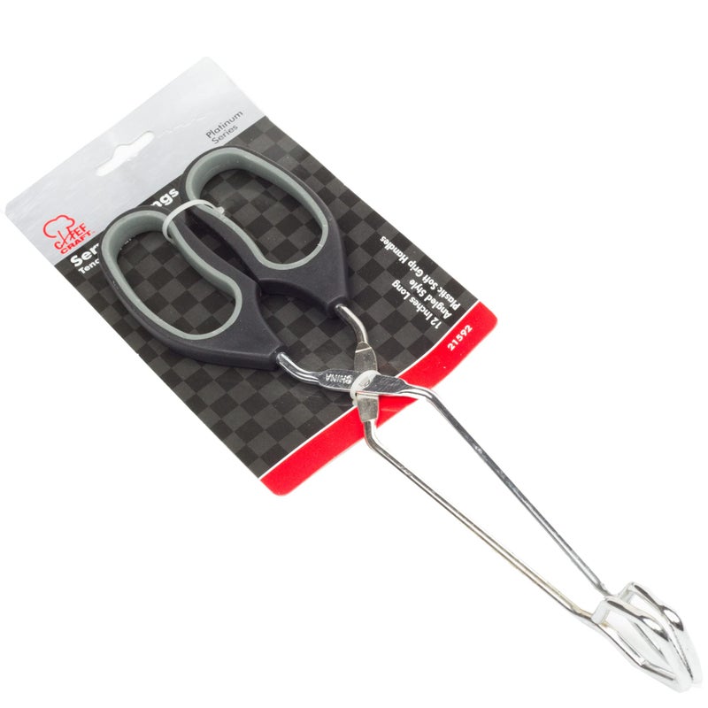 Chef Craft Classic Offset Tongs, 12 inches in length, Black - Image 2