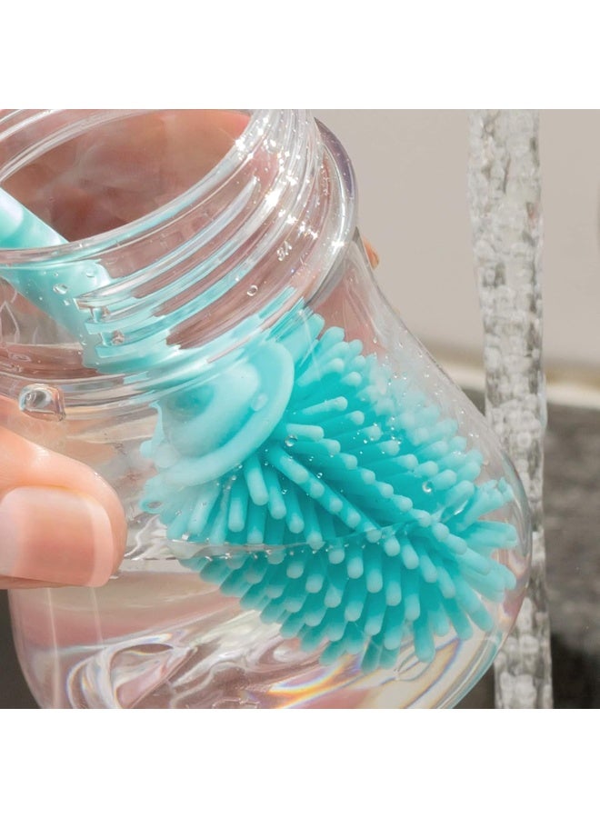 Chicco 9.5â€ Silicone Bottle Brush with Food-Grade Silicone Bristles | Dishwasher & Sterilizer Safe | Non-Slip, Comfort Grip Handle | Hangs for Drying & Storage | Teal - Image 2