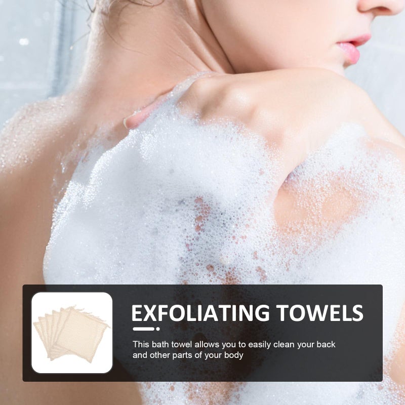 6Pcs Green Jute Bath Scrubber Towels Exfoliating Body Scrubbers For Smooth Skin - Image 5