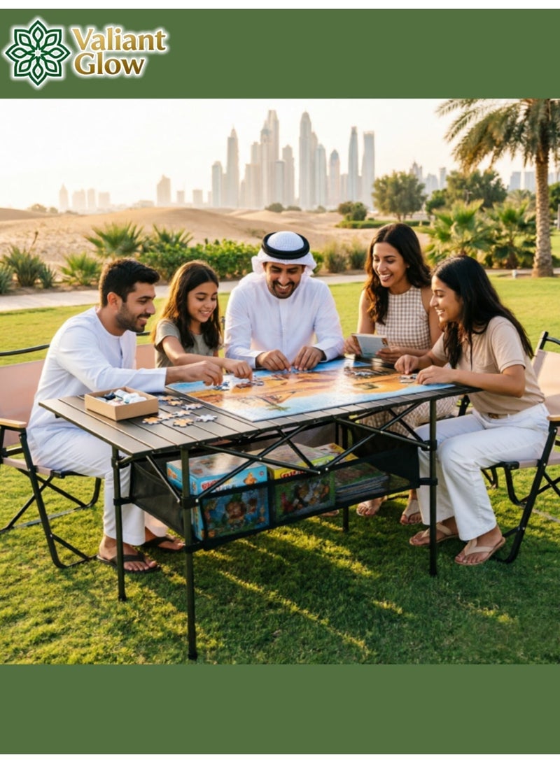 توهج شجاع طاولة تخييم خارجية قابلة للطي بطول 120 سم | طاولة قابلة للطي مع حقيبة تخزين مقاومة للماء، وحقيبة تخزين كبيرة السعة وحقيبة حمل | طاولة نزهة خارجية قابلة للطي / طاولة ظهر | طاولة لف خفيفة الوزن وقابلة للحمل مصنوعة من سبائك الألومنيوم. - Image 3