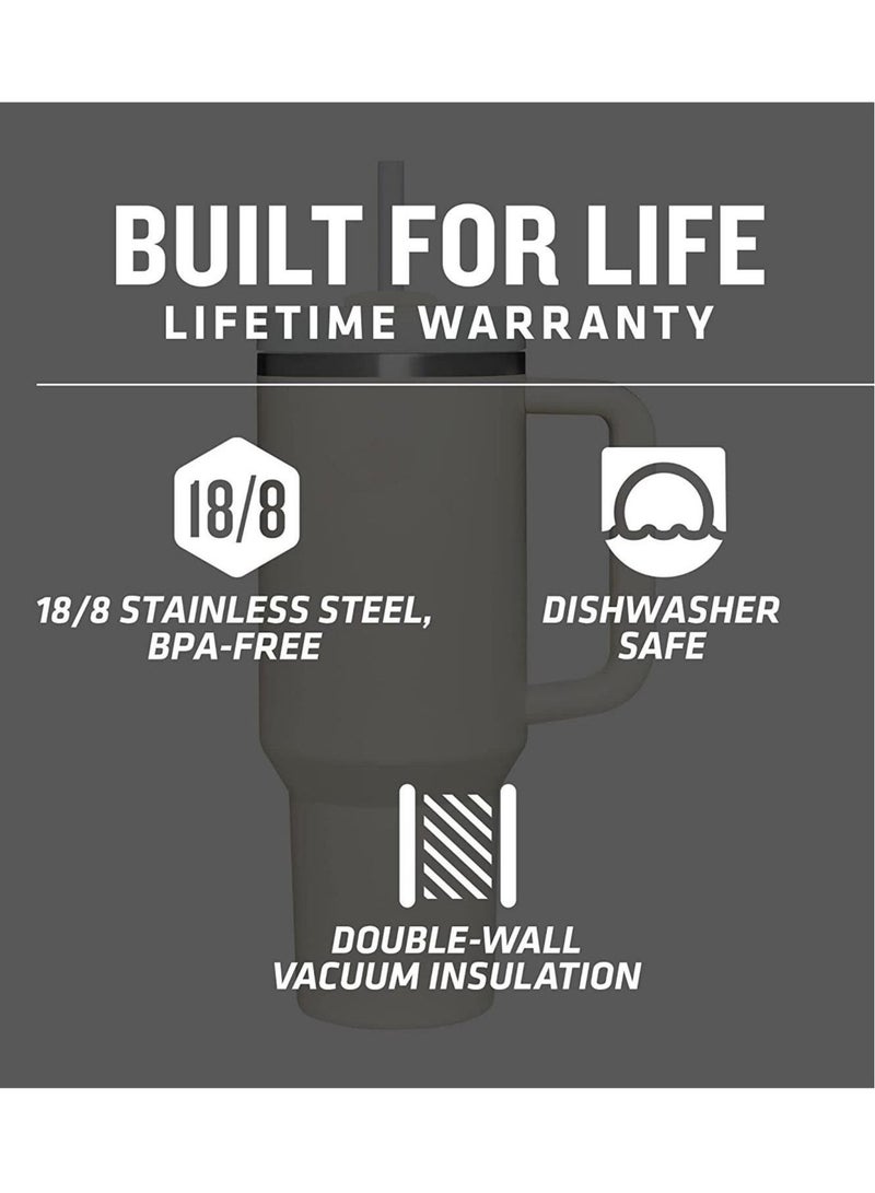 40 Ounce Insulated Cup With Lid And Straw Reusable 304 Stainless Steel Water Bottle Iced Coffee Bear Travel Mug For Car Gym Fitness (White)  - Image 5
