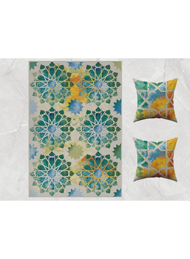 النساجون الشرقيون طقم سجاد جوبلين أرابيسك مقاس 160×235 سم مع وسادتين مقاس 50×50 سم – النساجون الشرقيون - Image 1