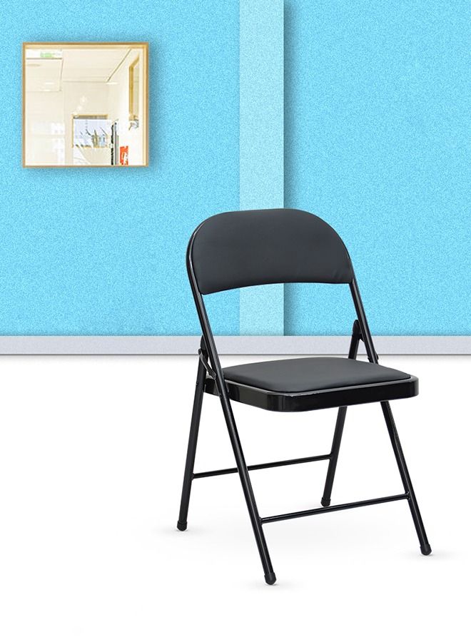 Metal Folding MH-102-BLACK Folding Chair With Padded Seats Multi Functional Portable Chair For Home Dining Office Outdoor Fishing Black Study Purpose Learning Chair Classroom